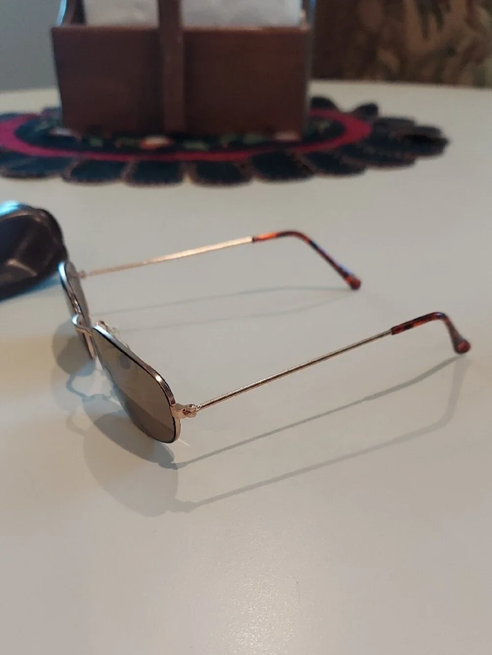 Men's Oval Brown Lens Sunglasses with Gold Frame